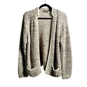 Vintage Women’s 1980s Tan Sweater Coat Cardigan Open Front Pockets- Size Medium